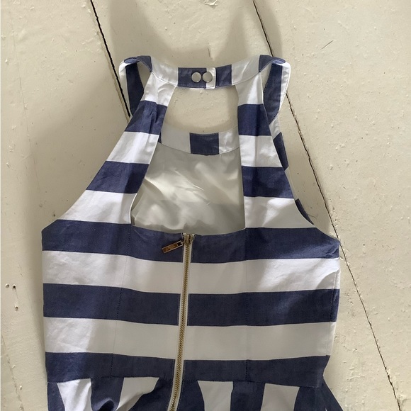 Eliza j blue white stripe midi dress size 2 cut out back - Picture 3 of 7